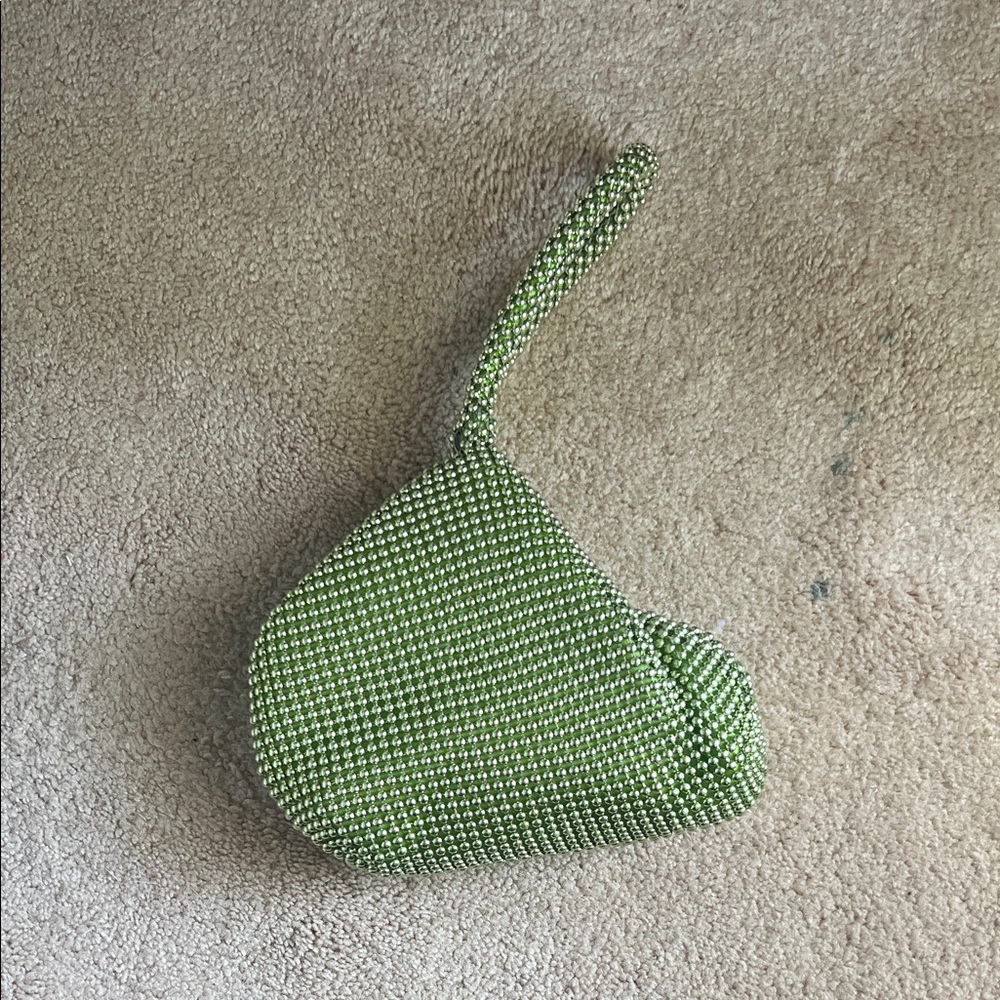 Jessica McClintock Beaded Wristlet in Green and White